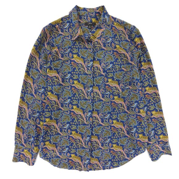 NEW J‎ Crew Silk button-up shirt botanical cheetah print Button Down French Girl - Picture 1 of 12